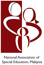 NASE logo: stylized white figures representing people with special needs on a deep red background, symbolizing unity and advocacy for inclusive education in Malaysia